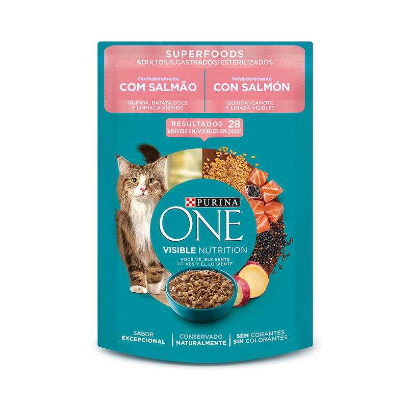 Purina ONE® Superfoods salmón gatos adultos y esterilizados