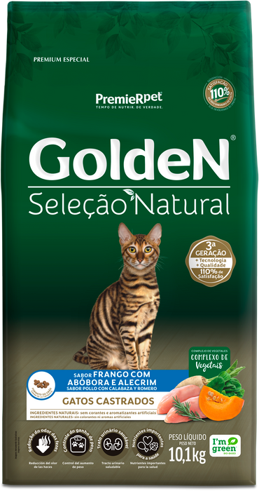 Golden Selec Natural Gatos Castrados Pollo con Calabaza y Romero