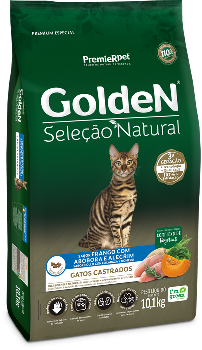 Golden Selec Natural Gatos Castrados Pollo con Calabaza y Romero